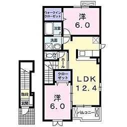 シエルブルー 2LDKの間取図画像