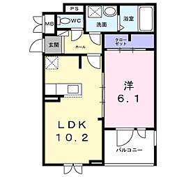 ウィンフィールド博多南 1LDKの間取図画像