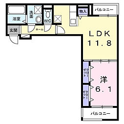 ウィンフィールド博多南 1LDKの間取図画像