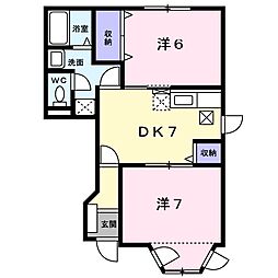 サンパティーク 2DKの間取図画像