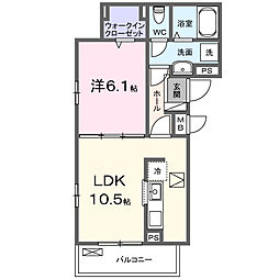 ピヴォワンヌ 1LDKの間取図画像