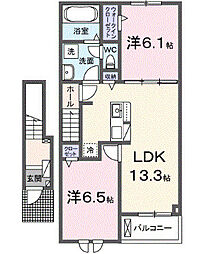 フルムーン 2LDKの間取図画像