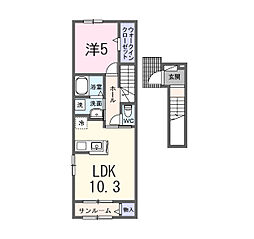 ペニーレイン 1LDKの間取図画像