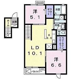 カサエスペランサ 2LDKの間取図画像