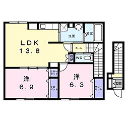 アリビオ 2LDKの間取図画像