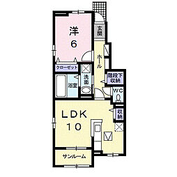 スマイルパティオA 1LDKの間取図画像