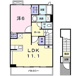 シュプール 1LDKの間取図画像