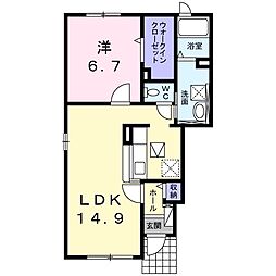 アートグレイス2 1LDKの間取図画像