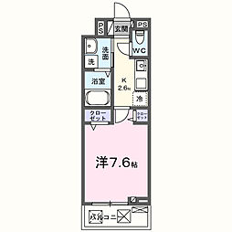 パインレッド 1Kの間取図画像