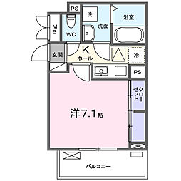 モンマルト 1Kの間取図画像