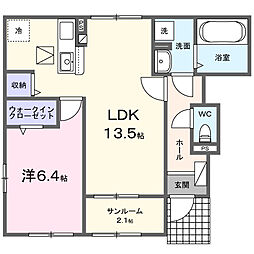ベレケ 1LDKの間取図画像
