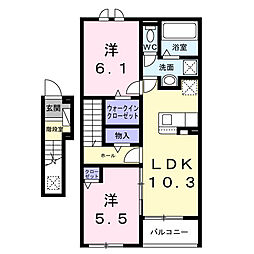 ノール・ボヌール 2LDKの間取図画像
