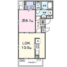 アーバンコート堀越 1LDKの間取図画像