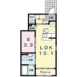 パインストリームD 1LDKの間取図画像