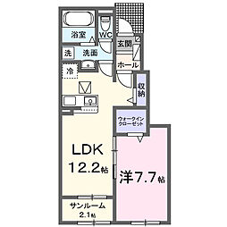 ル・ソレア 1LDKの間取図画像