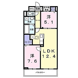 ローズ スクエア 2LDKの間取図画像