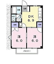 エイトハウス1 2DKの間取図画像