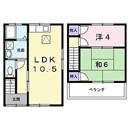 メゾネット畑中 2LDKの間取図画像