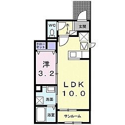 サングレイスA 1LDKの間取図画像