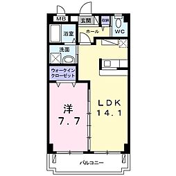 スマイルガーデン 1LDKの間取図画像