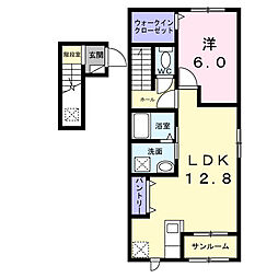ピュアハイツ 夕陽 B 1LDKの間取図画像