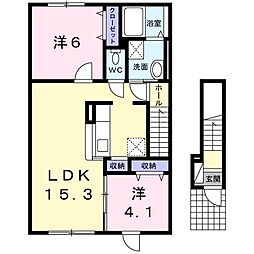 レインボーハイツモア 2LDKの間取図画像