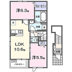ガーデンハウス リーベ I 2LDKの間取図画像