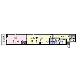 ヒカルサ泉大津条南町 1LDKの間取図画像