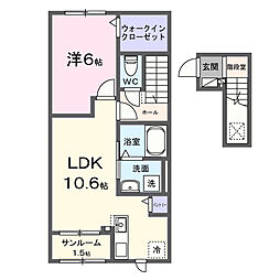 ドゥ・エスポワールI 1LDKの間取図画像