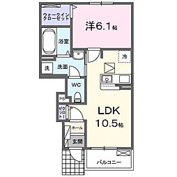鹿黒アパート E 1LDKの間取図画像