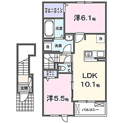鹿黒アパート E 2LDKの間取図画像
