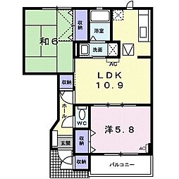 リオンひいらぎB 2LDKの間取図画像