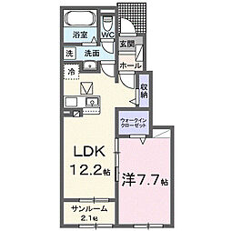 ワン・ユー 1LDKの間取図画像