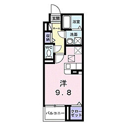 ヴァーグ・ブランシュ ワンルームの間取図画像