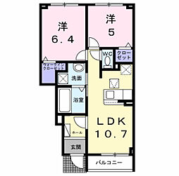 カーサ・フルールV 2LDKの間取図画像