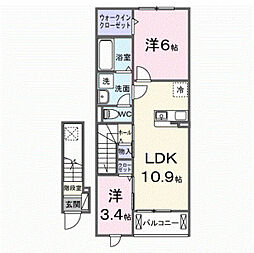 西深津町1丁目アパート(028780601) 2LDKの間取図画像