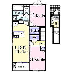 アイリス 2LDKの間取図画像