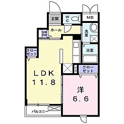 シーダーエース 1LDKの間取図画像