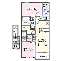 ハレ・マナリノ 2LDKの間取図画像