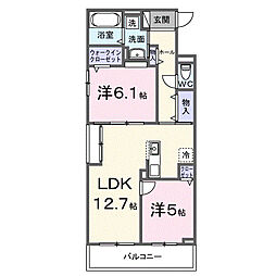 メゾンフルール 2LDKの間取図画像
