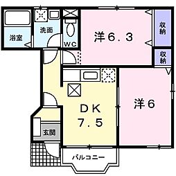 グリーンパーク6 2DKの間取図画像