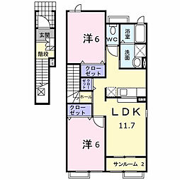 クレスト藤 2LDKの間取図画像