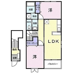 アルルA 2LDKの間取図画像