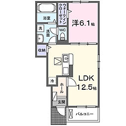 ヒカルサ船橋小室ノース 1LDKの間取図画像