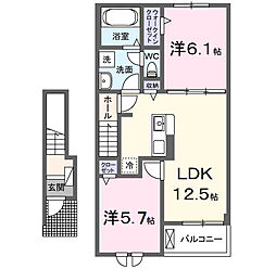 ヒカルサ船橋小室ノース 2LDKの間取図画像