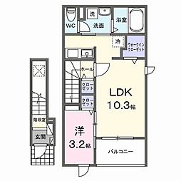 エチュード 1LDKの間取図画像