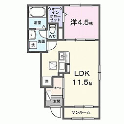 コンフォートサカモト 1LDKの間取図画像