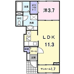 FLOURISHINおやまつ5 1LDKの間取図画像