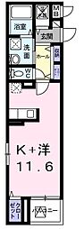 スウィートバジル 1Kの間取図画像