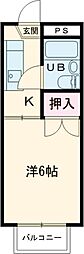 サマックス塙B 1Kの間取図画像